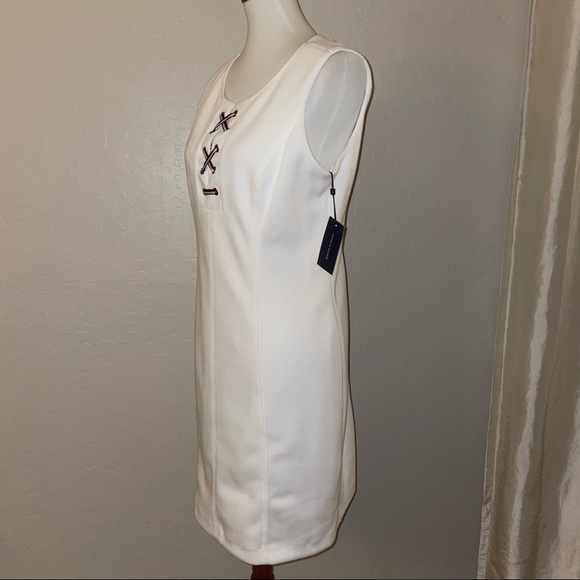 🎉HP🎉New! Tommy Hilfiger Pique Knit Lace Up Sheath Dress Ivy Womens Size 12🤍 - Picture 7 of 16